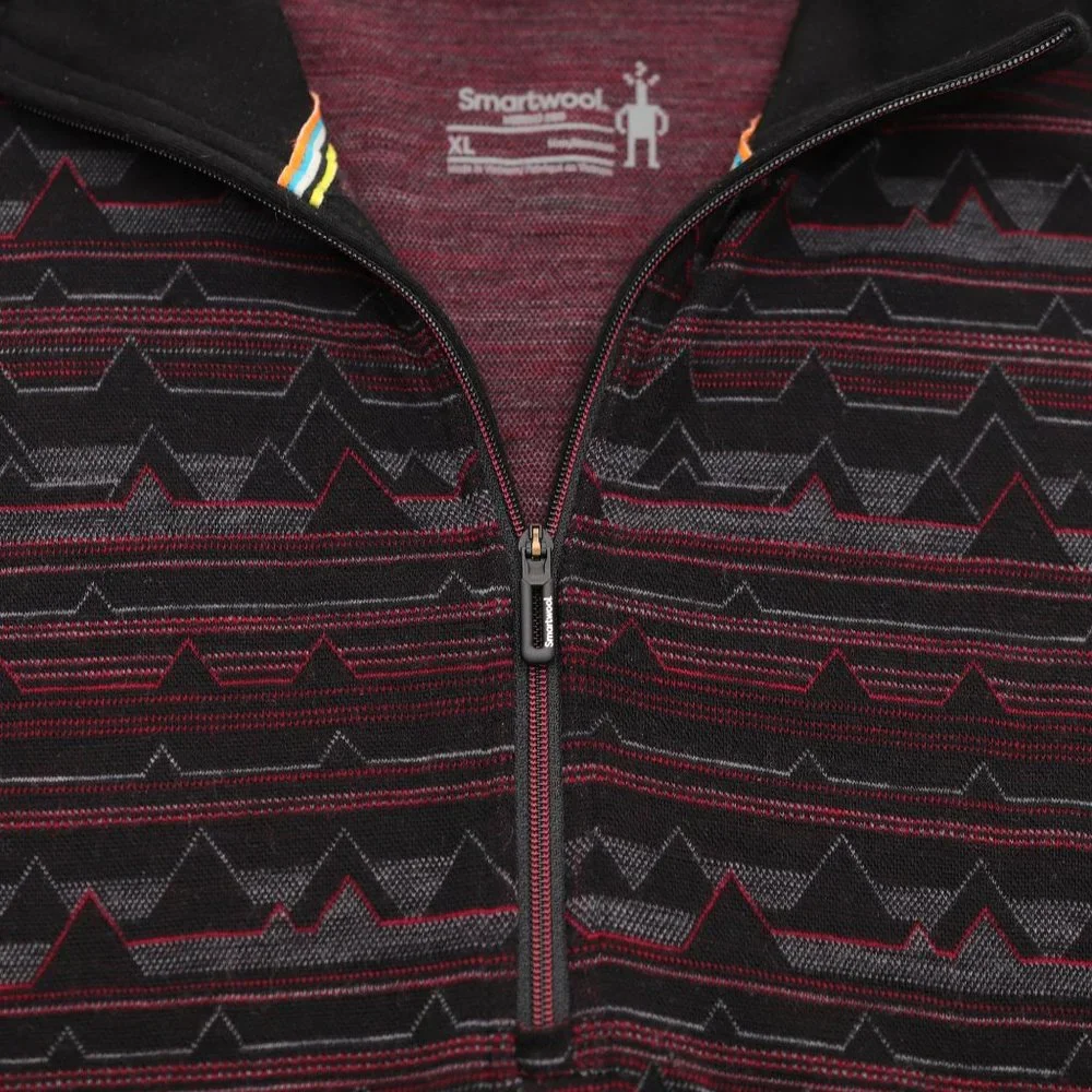 Smartwool Merino 250 Baselayer 1/4 Zip Shirt Sweater Men's XL Black/Red - Picture 9 of 11